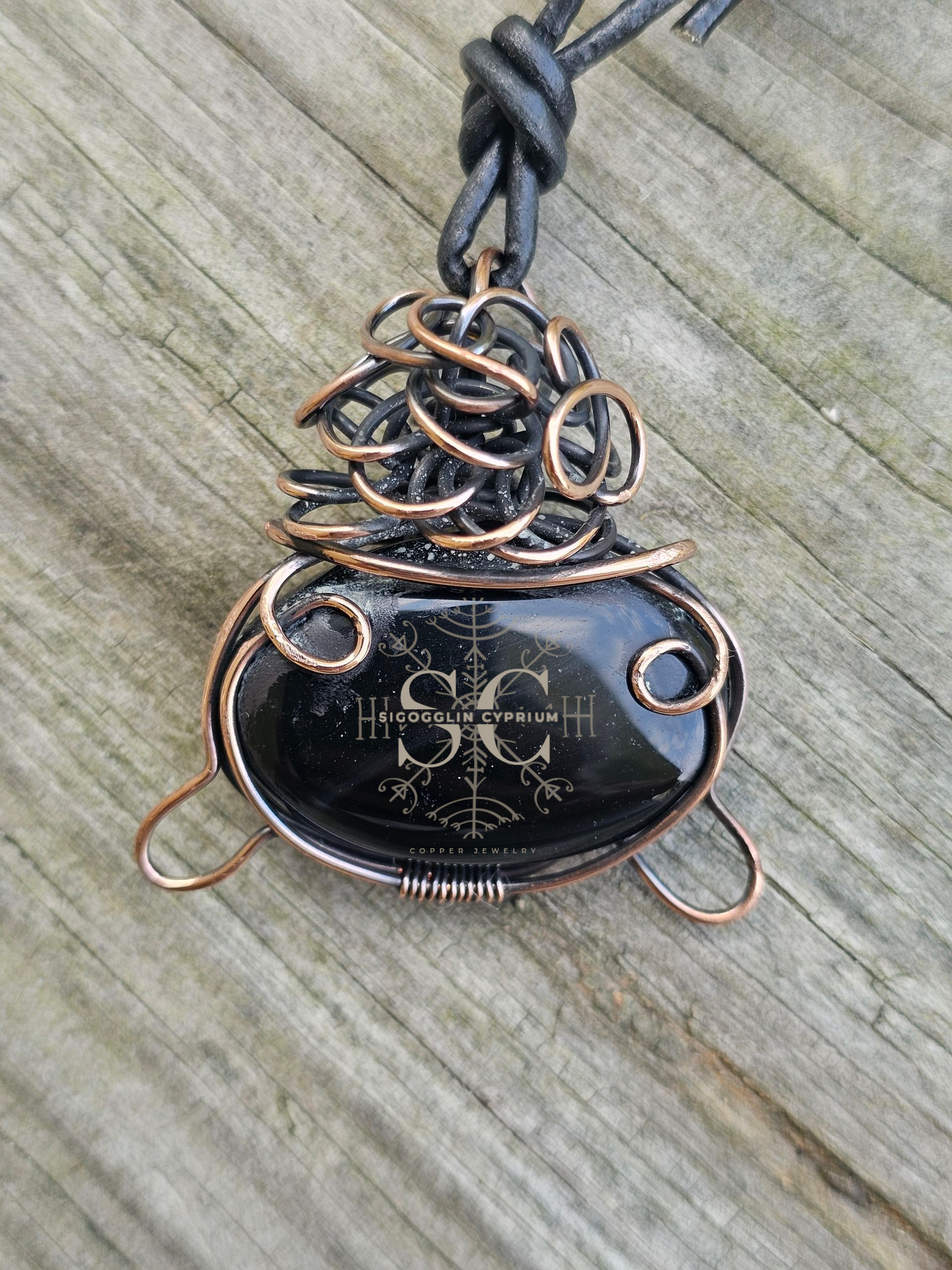Black Obsidian wire wrapped cauldron