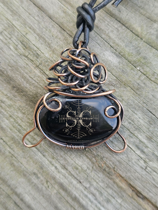 Black Obsidian wire wrapped cauldron