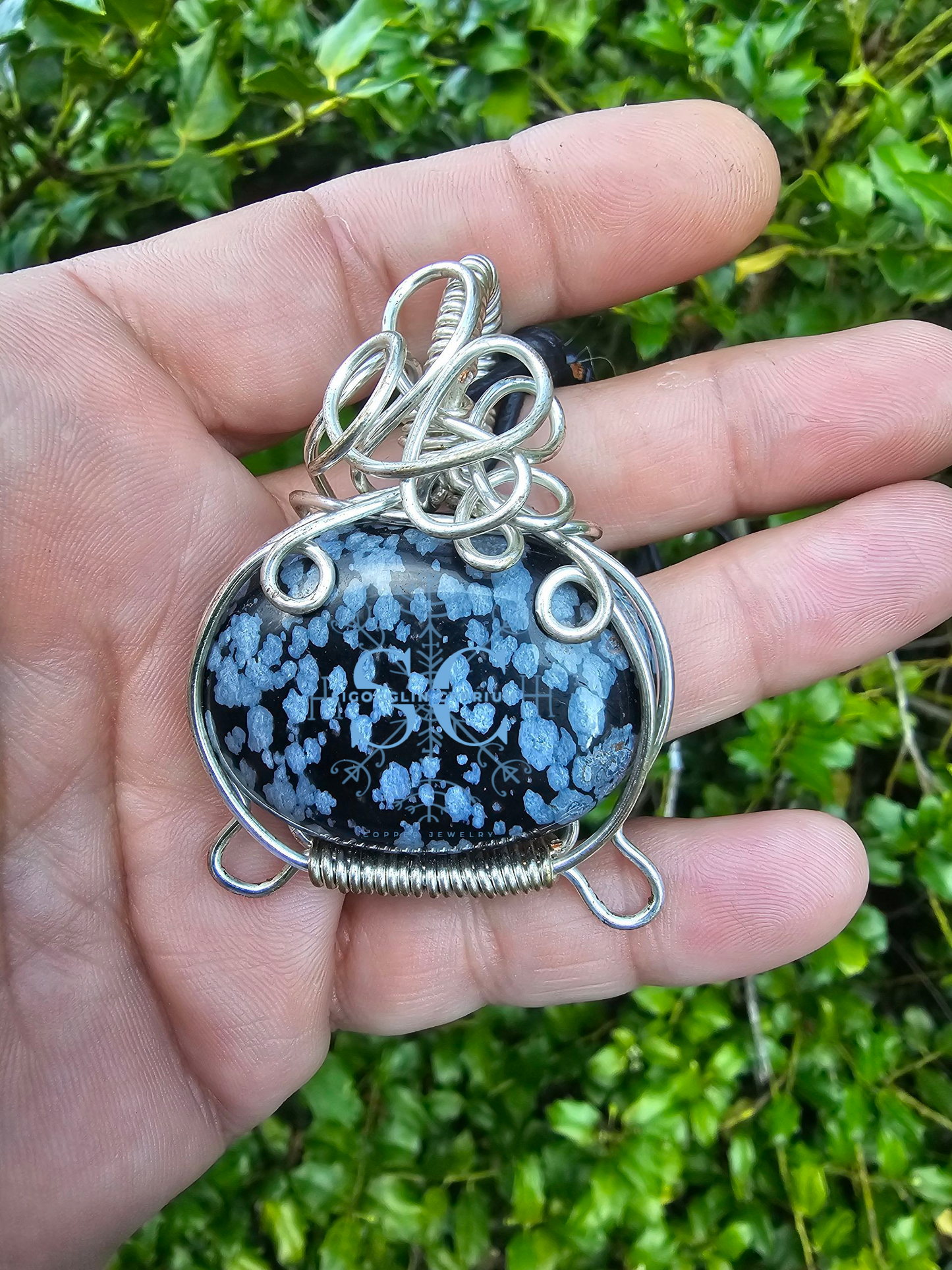 Snowflake Obsidian Wire Wrapped Cauldron